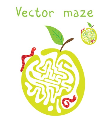 Vector Maze, Labyrinth education Game for Children with Monkey and Banana.のイラスト素材