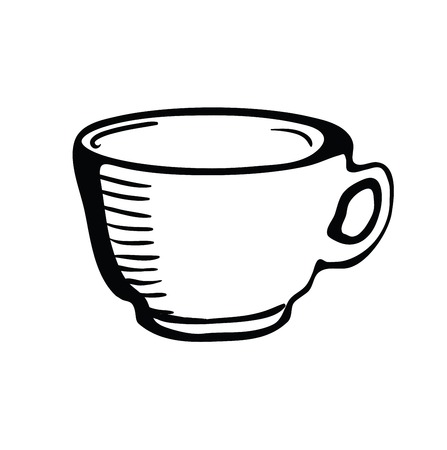 Cup sketch, vector illustration on white backgroundのイラスト素材
