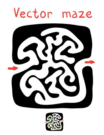 Black vector maze, labyrinth illustrationのイラスト素材