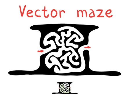 Black vector maze, labyrinth illustrationのイラスト素材