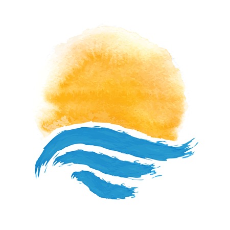 The sun and the sea. Vector icon illustrationのイラスト素材