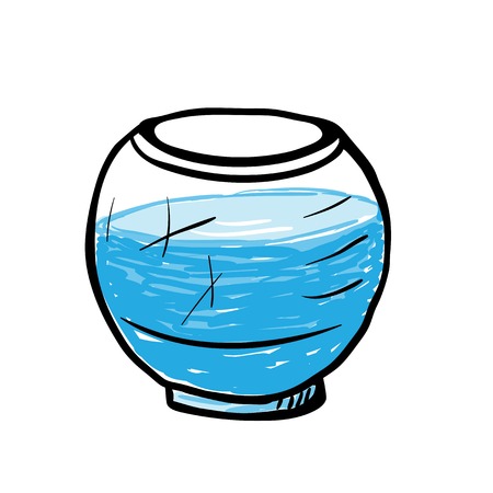 empty round aquarium, sketch vector illustrationのイラスト素材