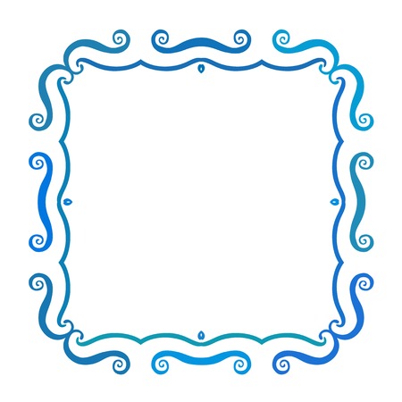 Vintage square frame with blue waves, nautical style, vector illustrationのイラスト素材