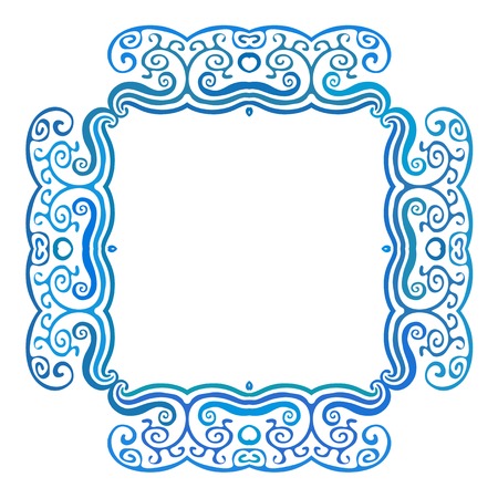 Vintage square frame with blue waves, nautical style, vector illustrationのイラスト素材