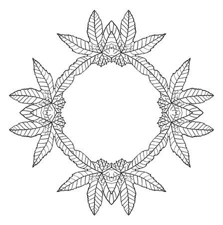 Plant leaves frame, vector illustration, isolated on whiteのイラスト素材