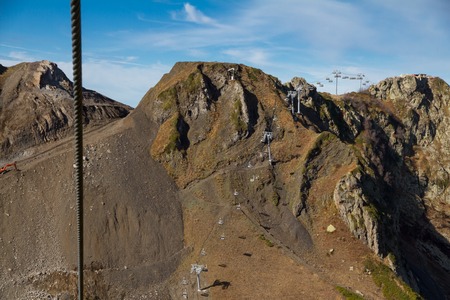 chair lift in the mountains of Krasnaya Polyana (Russia, Sochi)の写真素材