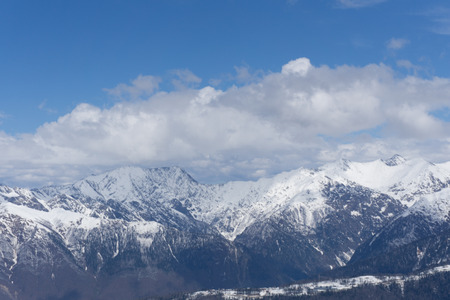 Cloudy mountain landscape of Krasnaya Polyana, Sochi, Russia