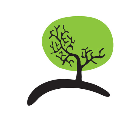 green tree isolated on white background, vector illustrationのイラスト素材