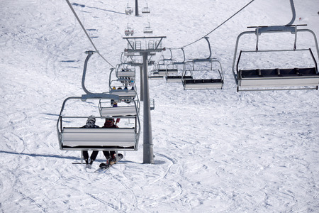 Chairlift in a ski resort Krasnaya Polyana. Sochi, Russiaの写真素材