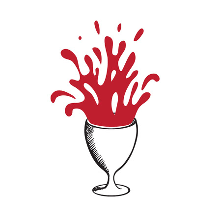 splashes of wine or juice from a glass, vector illustrationのイラスト素材