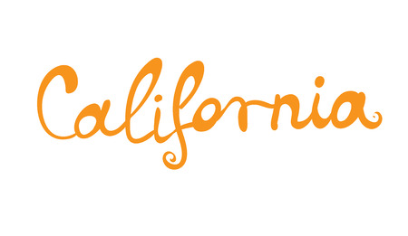 Hand-written word CALIFORNIA, lettering. Vector illustrationのイラスト素材
