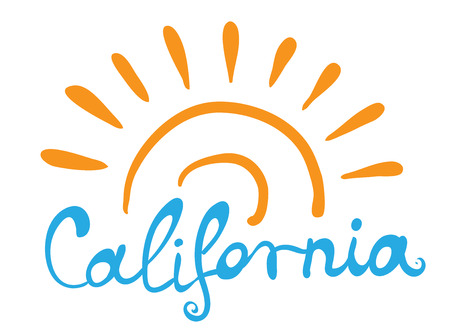 Hand-written word CALIFORNIA, lettering logoのイラスト素材