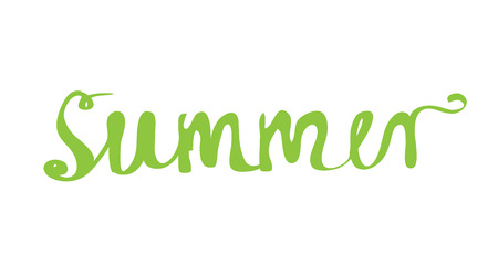 Hand-written word SUMMER, lettering. Vector illustrationのイラスト素材