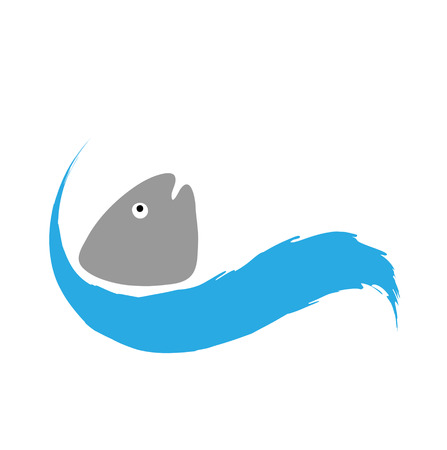 fish in water, vector  illustrationのイラスト素材