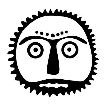 sun symbol, face in native style, tattoo illustrationのイラスト素材