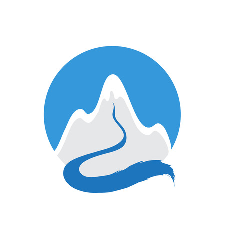Mountain and river, vector icon illustrationのイラスト素材