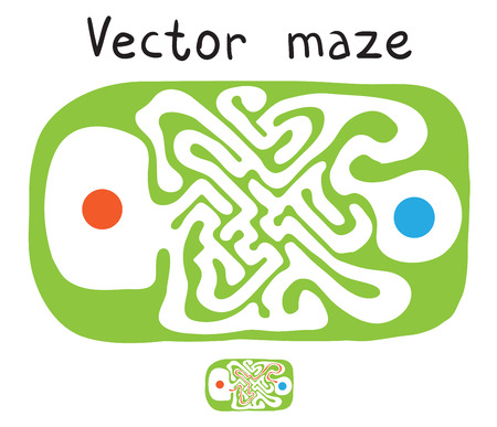 green vector maze, labyrinth illustrationのイラスト素材