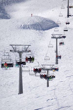 Chairlift in a ski resort Krasnaya Polyana. Sochi, Russiaの写真素材