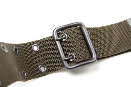 Green military belt isolated on a white backgroundの写真素材