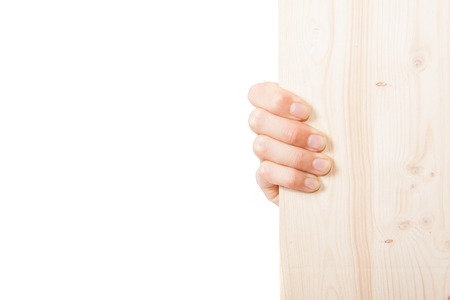 female hands holding a wooden Board, copyspaceの写真素材