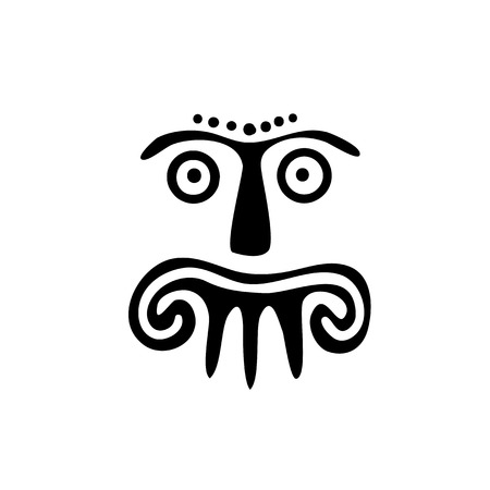 Alien face, Tribal tattoo, isolated illustrationのイラスト素材