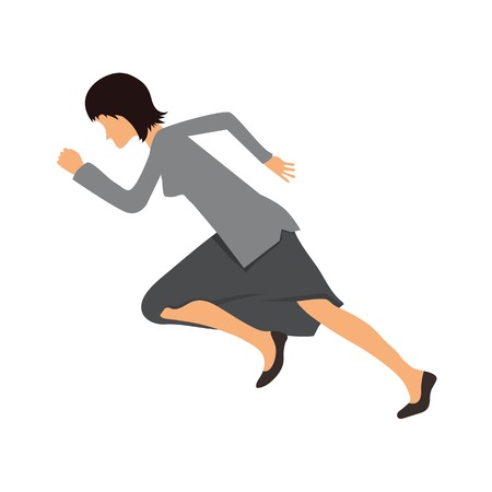 Businesswoman in skirt running sprint, isolated vector illustration.のイラスト素材