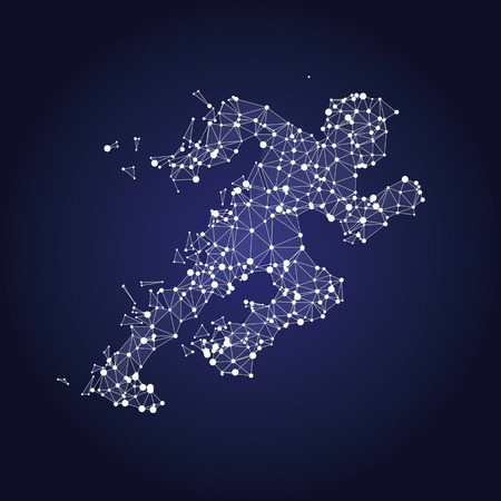 Abstract vector image of running man. Points connected by lines.のイラスト素材