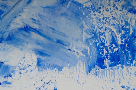 Artistic abstract oil white and blue painted background. Texture, backdrop.の写真素材