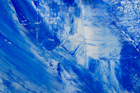 Artistic abstract oil white and blue painted background. Texture, backdrop.の写真素材