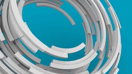 3D rendering, white abstract round shapes background. Colorful backdrop.の写真素材