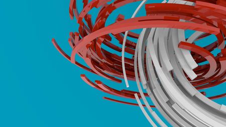 3D rendering, red and white abstract round shapes background. Colorful backdrop.