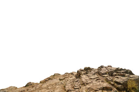 Rock mountain slope or top foreground close-up isolated on white background. Element for matte painting, copy space.の写真素材