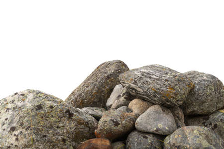Rock mountain slope or top foreground close-up isolated on white background. Element for matte painting, copy space.の写真素材