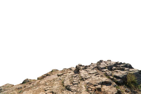 Rock mountain slope or top foreground close-up isolated on white background. Element for matte painting, copy space.の写真素材