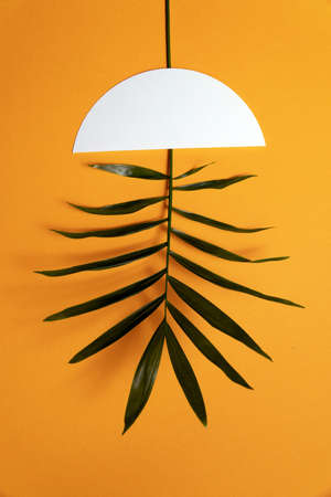Concept photo on the theme of green energy. Alternative energy source. A branch of a green plant...