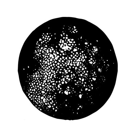 Black circle with white dots inside, minimalistic abstract illustration, isolated on white background.のイラスト素材