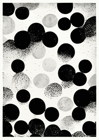 Abstract composition of black circles and dots, vector illustration.のイラスト素材