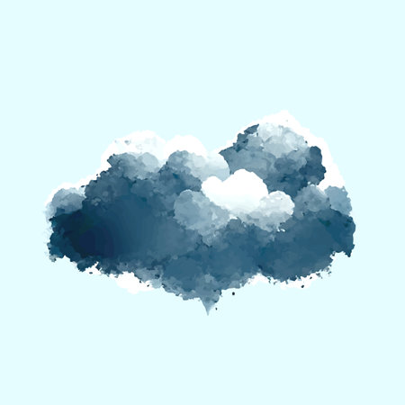 Watercolor cloud, ink-drawn vector illustration.のイラスト素材