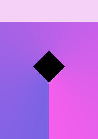 Abstract poster design with copyspace. Composition with black square and purple-pink gradient, vector illustration.のイラスト素材