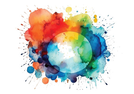Colorful watercolor splashes on white background, absctract vector illustration.のイラスト素材
