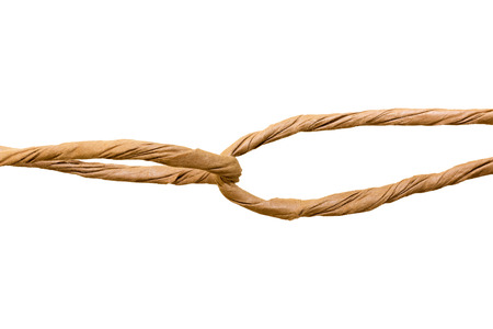 Twisted Paper Rope isolated on white backgroundの写真素材