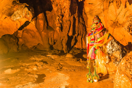Chiang Dao Cave at Wat Tham Chiang Dao in Chiangmai Thailandの写真素材