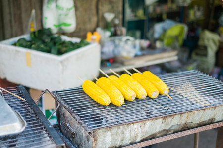 grilled corn on the hot stove.の写真素材