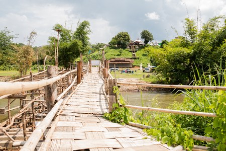 Sutongpe wooden bridge at Maehongson, Thailandの写真素材