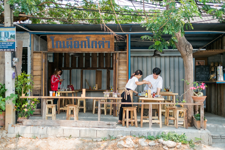 Chiangmai, Thailand - Apr 7 : Gopuakgodam small cafe and restaurant on Apr 7, 2017 in Chiangmai, Thailandのeditorial素材