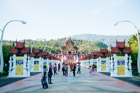 Chiangmai, Thailand - Jan 14 : The Royal Pavilion (Ho Kham Luang) in Royal Park Rajapruek on Jan 14, 2017 in Chiangmai, Thailandのeditorial素材