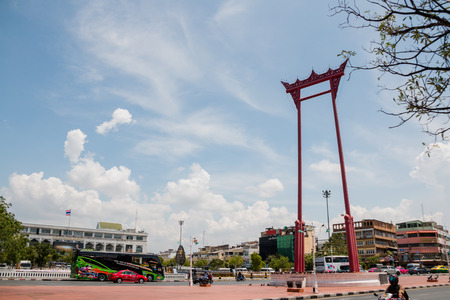 Bangkok, Thailand- Mar 20 : The giant swing (Sao Ching Cha) landmark of Bangkok city on Mar 20, 2017 in Bangkok , Thailandのeditorial素材