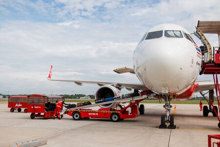 Koh Samui Island, Thailand - June 23, 2017: Airasia Airplane in Samui International Airportのeditorial素材