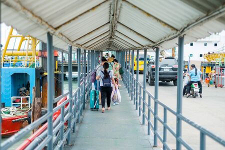 Surat Thani, Thailand - June 23, 2017: Seatran Ferry conveying passenger from Donsak pier Surat Thani province to Koh Samui island in Thailandのeditorial素材