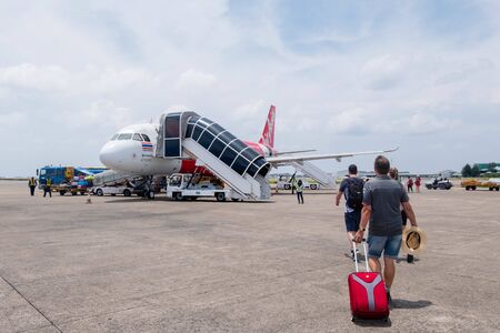 Male, Maldives - Airplane and engine at Velana International Airport in Male, Maldives on April 22, 2019のeditorial素材